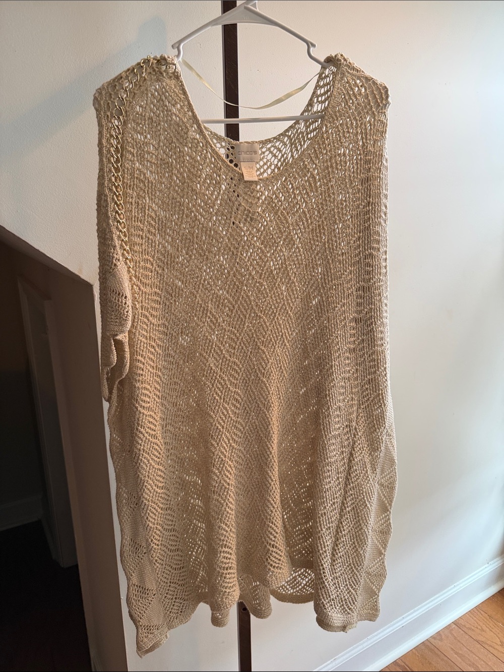 Chico’s Lightweight Open-Knit Women’s Sweater Tunic in Cream